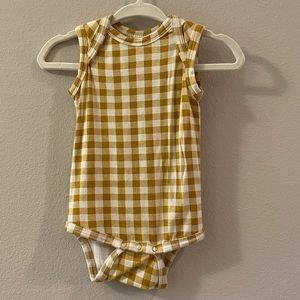 Spearmint Love Ochre Gingham Tank Onesie